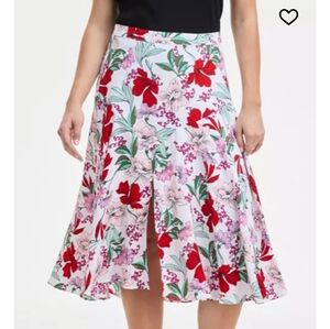 Elegant Floral A-Line Skirt - Red and Pink